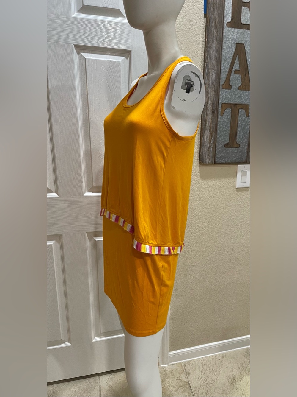 Trina Turk Richmond Tasseled Popover Dress Yellow Orange Mini Resort Size Small - Picture 6 of 11